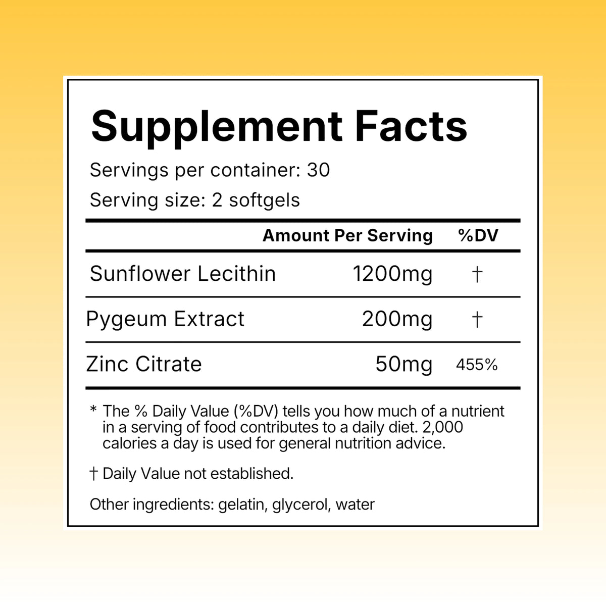 The Holy Grail of Volume supplement facts: 2 softgels per serving, 30 servings per bottle