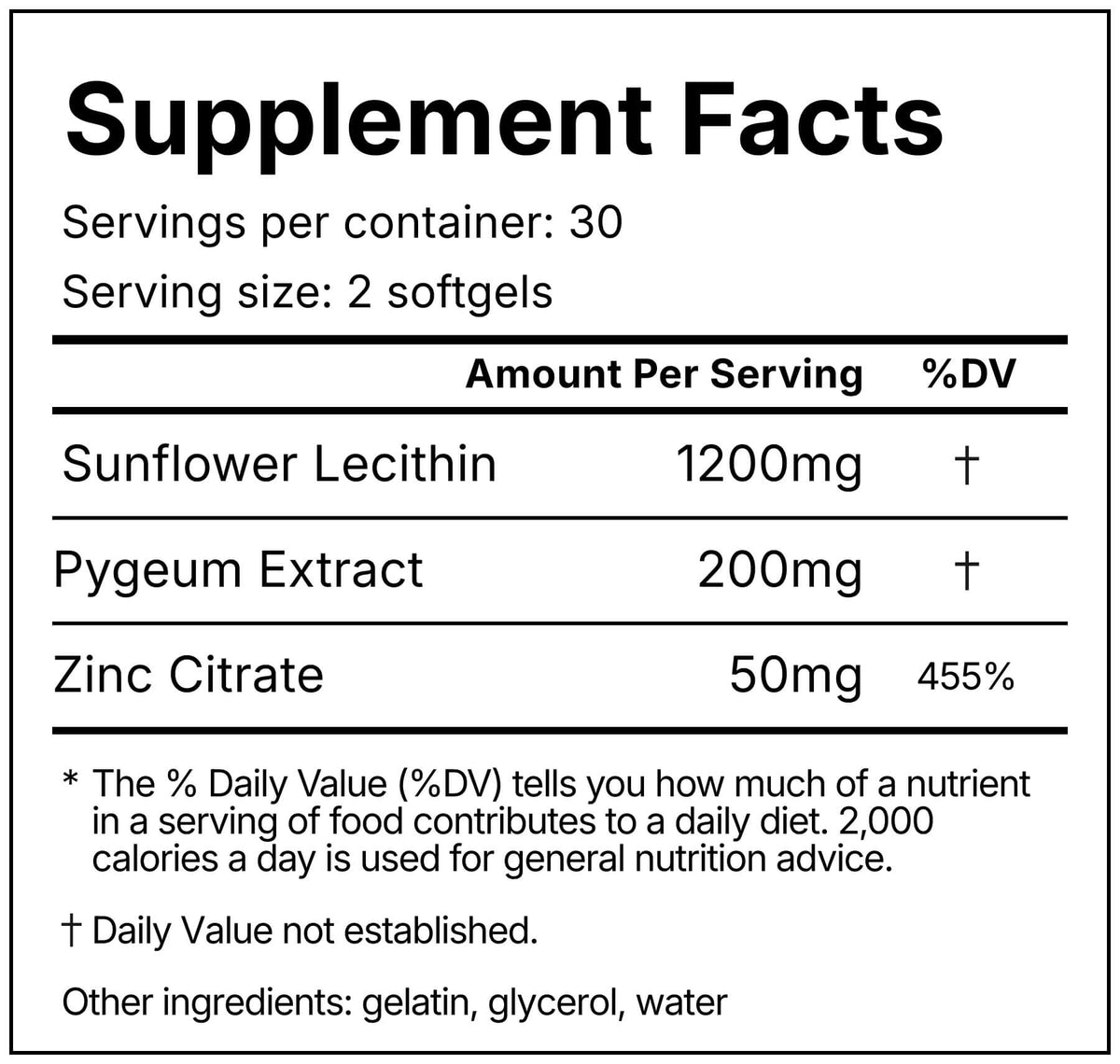 Holy Grail supplement facts label